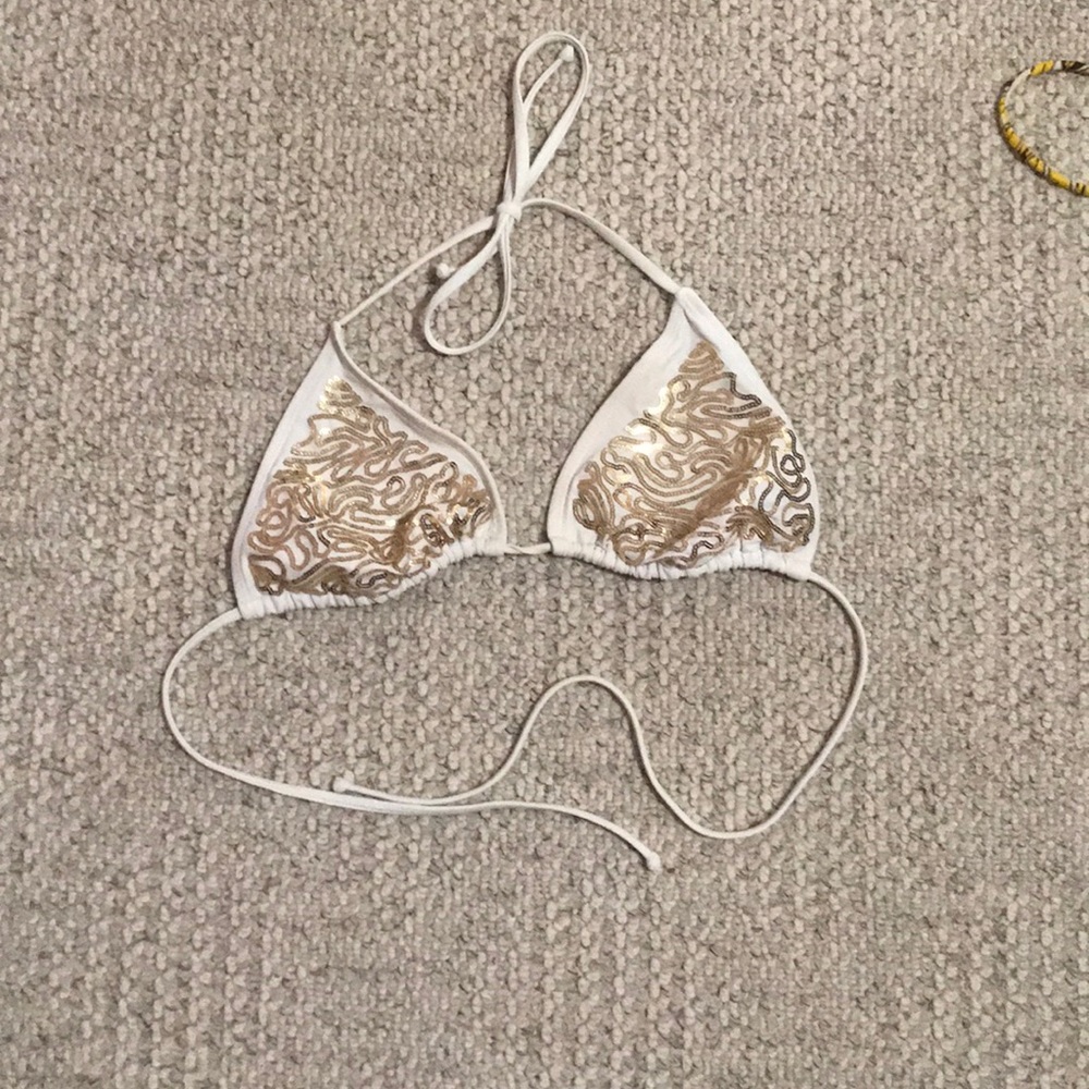 White Sparkle Bikini Top
